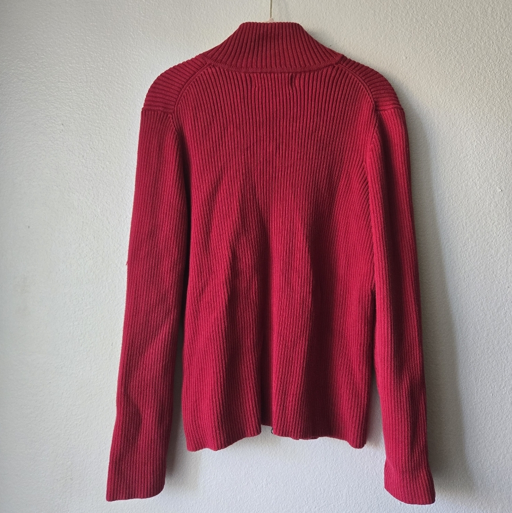 Eddie Bauer Mock Neck Full Zip Ribbed Sweater - Burgundy Red - Woman's L - Picture 6 of 10
